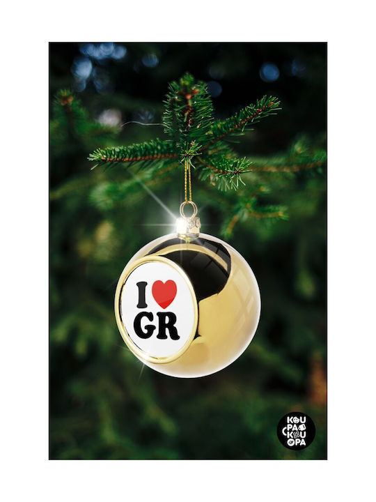 I Love Christmas Ball Ornament Gold