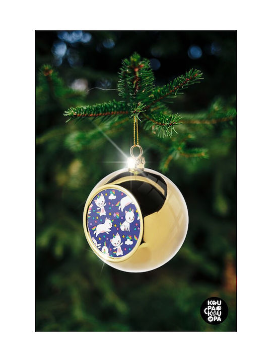 Unicorns Christmas Ball Ornament Gold