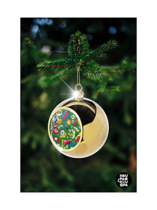 Pop Art Colorful Seamless Christmas Ball Ornament Gold