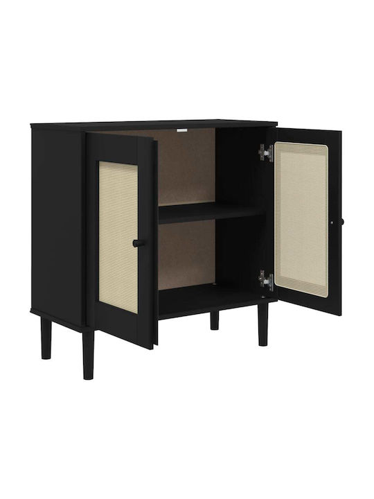 Μπουφές Black / Ratan 80x35x80cm