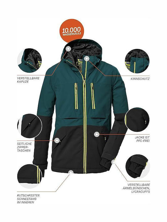 Waterproof Kids Casual Short Coat with Hood Petrol