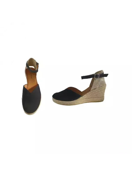 Mediterranean Medilerrarea Platforme dama în stil espadrile Negre