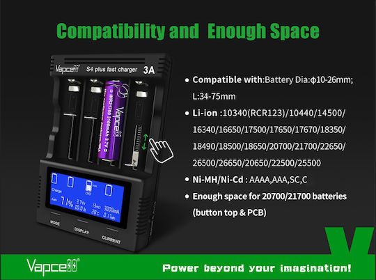 Vapcell Încărcător USB De Baterii Li-ion/Ni-MH Dimensiunea 21700/26650