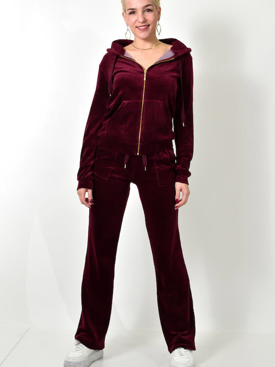 First Woman Set Women's Sweatpants Bordeaux Velvet