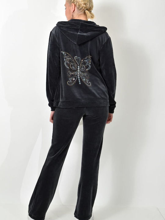 Jogginganzug Samt Anthracite
