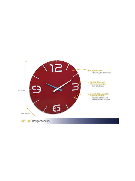 TFA Clock Wanduhr Kunststoff Rot