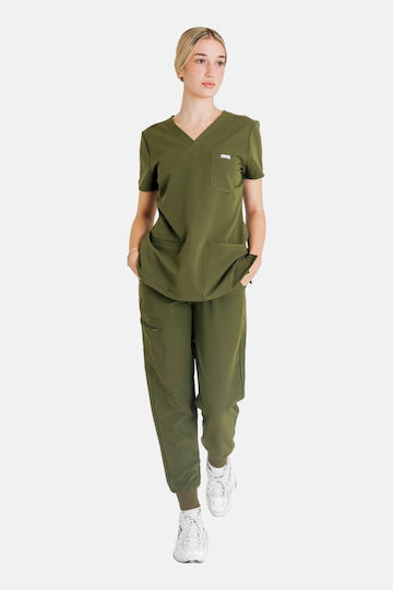 Dr. Scrub Γυναικεία Ιατρική Μπλούζα Χακί