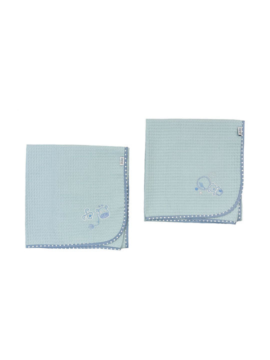 Bunny Bebe Pique Swaddle Wrap Σιέλ