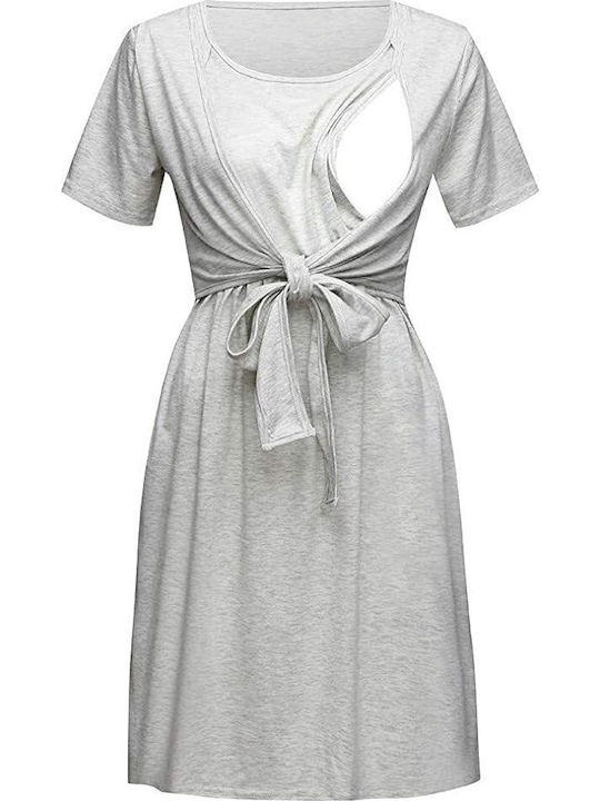 Summer Short Sleeve Maternity Dress grey