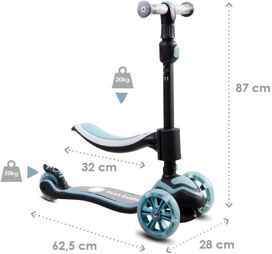 Sun Baby Scuter Copii 3 Roți Cu Scaun Pentru 3+ Ani Albastru Deschis