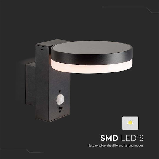 V-TAC Wall Mounted Solar Light 1.8W 220lm Warm White 3000K with Motion Sensor IP54 22.9cmx15.5cmx15.5cmcm