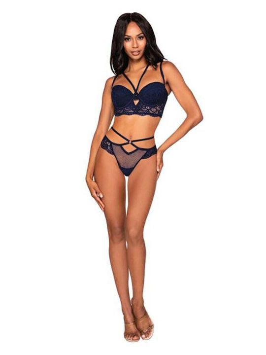 Dreamgirl Unterwäsche-Set für Damen mit Zeichenfolge Blau