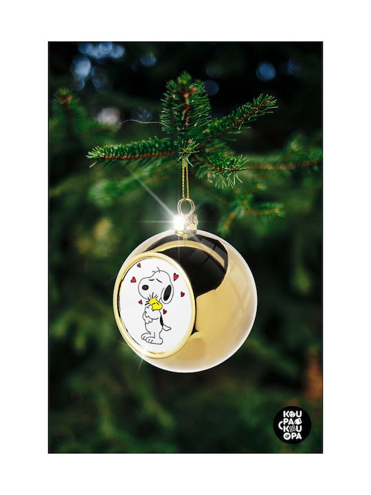 Snoopy Love Christmas Ball Ornament Gold