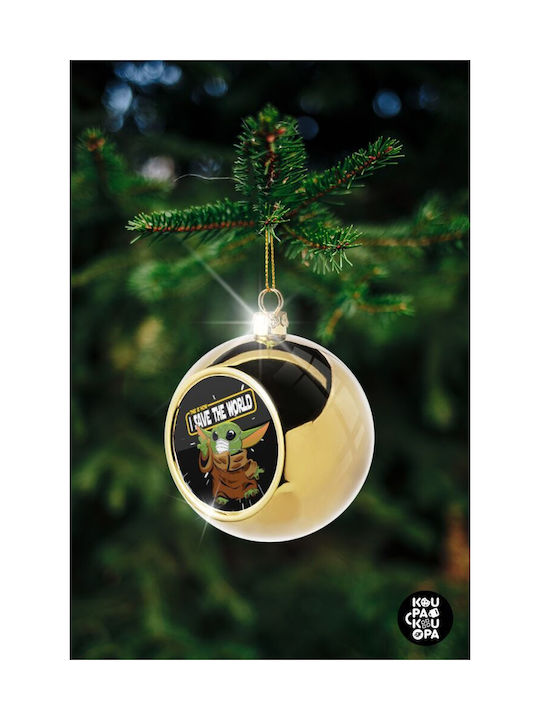 Baby Yoda Christmas Ball Ornament Gold