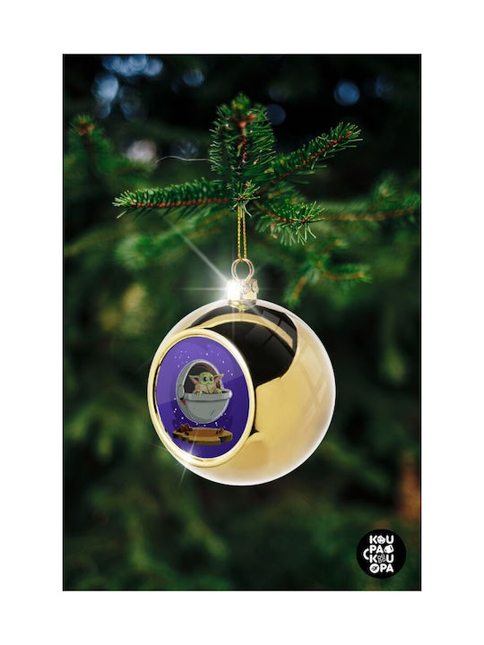 Baby Yoda Mandalorian Christmas Ball Ornament Gold