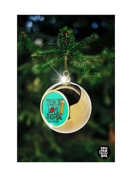 Teach Christmas Ball Ornament Gold