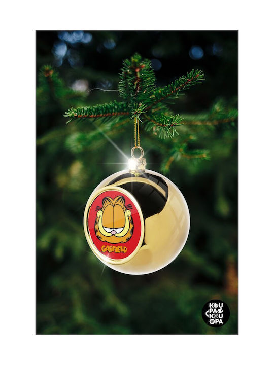 Garfield Ornament de Crăciun Bilă Aur cu Pulbere de Aur cu Paiete