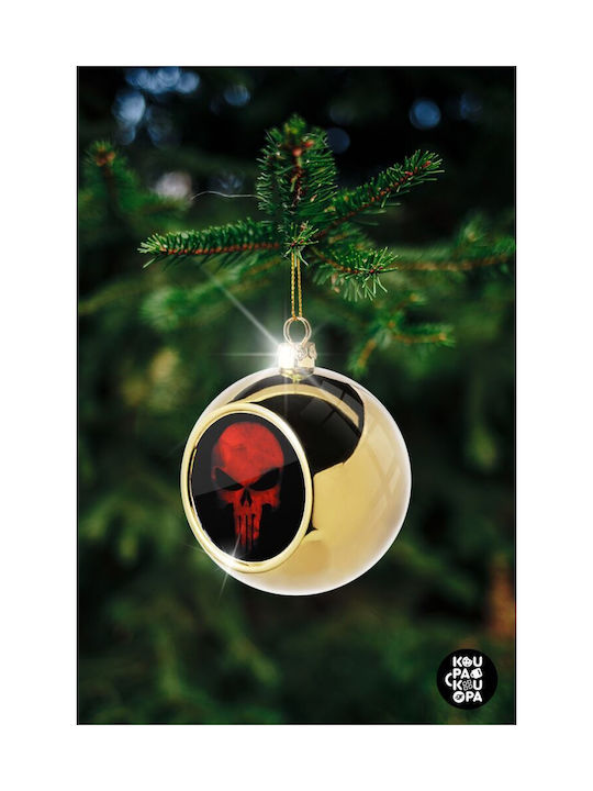 Red Skull Ornament de Crăciun Bilă Aur cu Pulbere de Aur cu Paiete