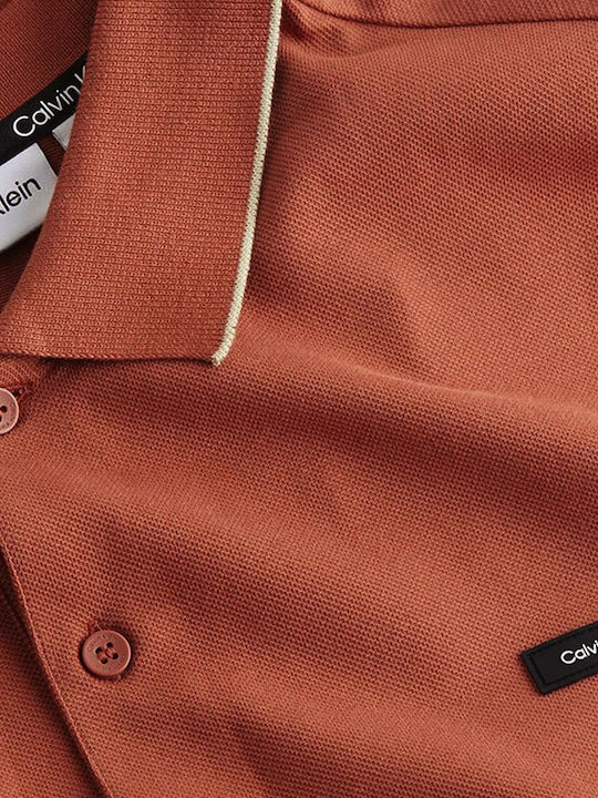 Calvin Klein Pique Bluza Bărbătească cu Mânecă Scurtă Polo Orange