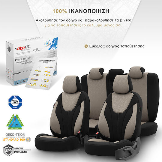 Deluxeboss Σετ Καλύμματα Αυτοκινήτου 11τμχ Βαμβακερά Μαύρα