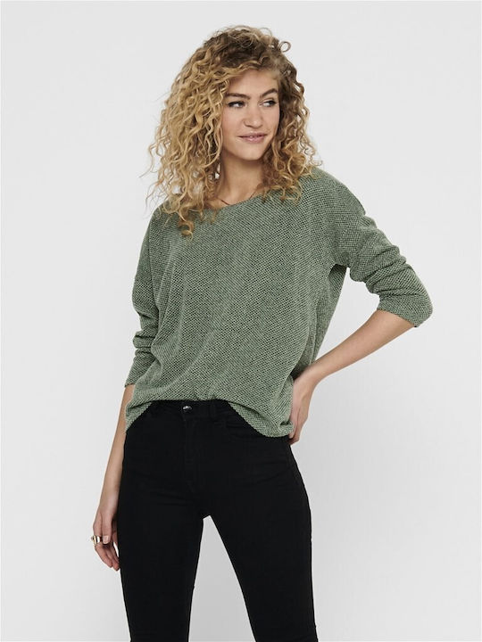 Only Damen Bluse mit 3/4 Ärmel Green