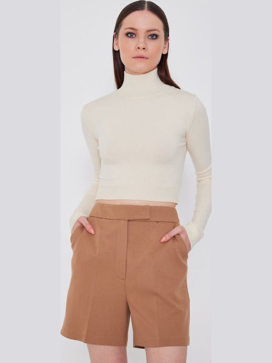 Γυναικείο Crop Top Ζιβάγκο Μακρυμάνικο Εκρού