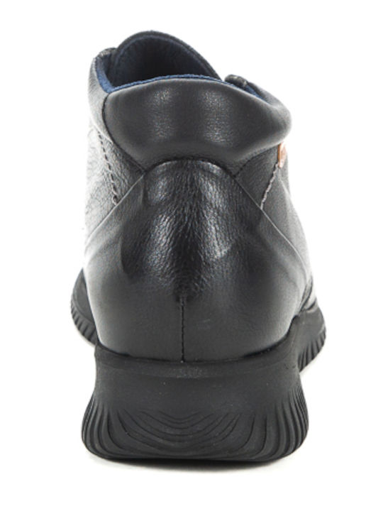 Leder Stiefeletten Damen Schwarz