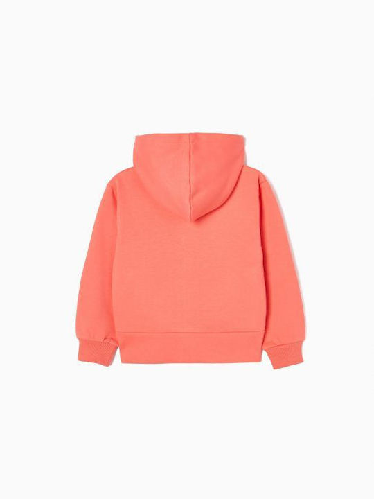 Zippy Cardigan pentru copii din material frotirat cu glugă coral