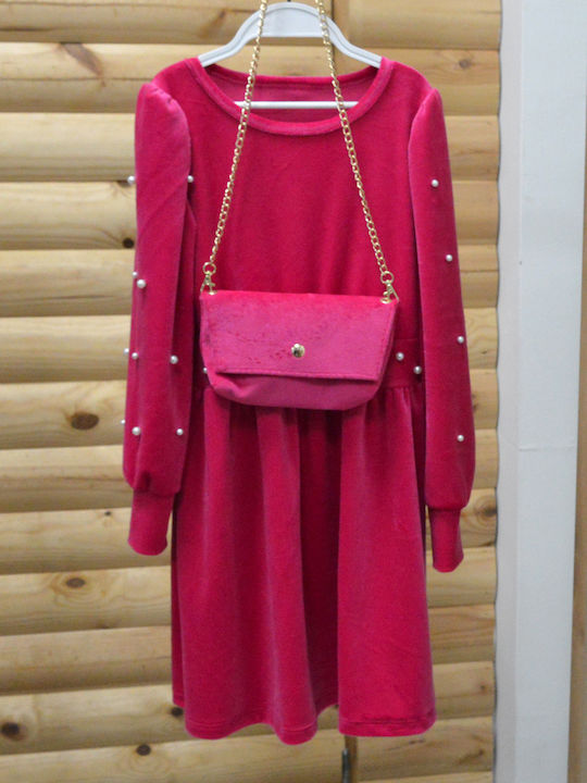 Extan Bebe Rochie pentru Copii Catifea Fuchsia