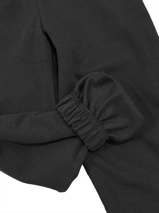 Παντελόνι Φόρμας με Λάστιχο Fleece Μαυρο