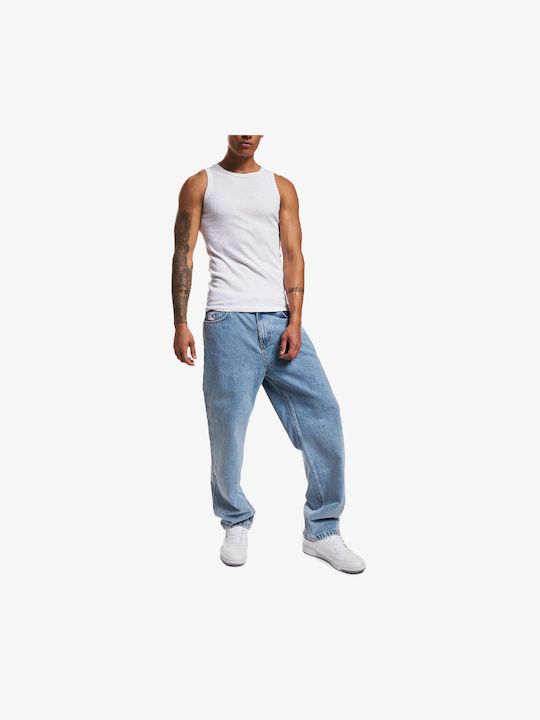 Men's Jeans Pants with Relaxed Baggy Fit Vintage Mid Blue