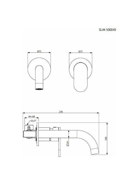 Armando Vicario Built-in Mixer & Spout Set for for Bathroom Sink Bronze
