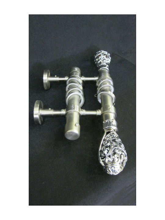 Epiplo-Fos Extendable Metallic Curtain Pole Pine Single 100-200cm Inox