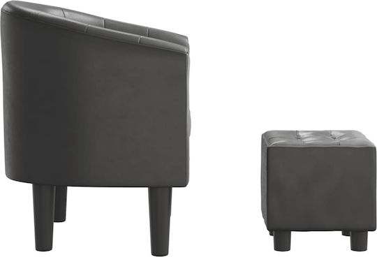 Sessel mit Fußhocker aus Kunstleder Grey 70x56x68cm