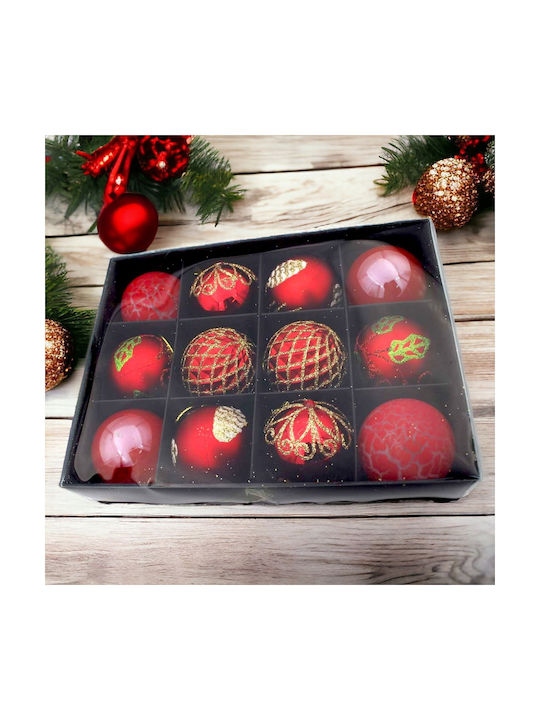 Christmas Ball Ornament Red 6cm 12pcs