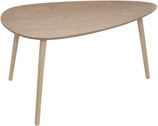 Oval Zentral Kaffeetisch aus Massivholz Beiges 2Stücke M98xB60xH51,5cm