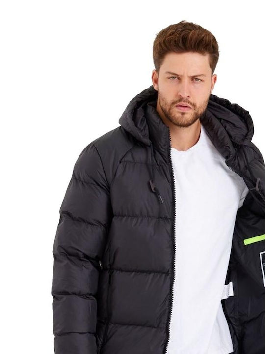 Αποσπωμενη Herren Winter Jacke Puffer ΜΑΥΡΟ