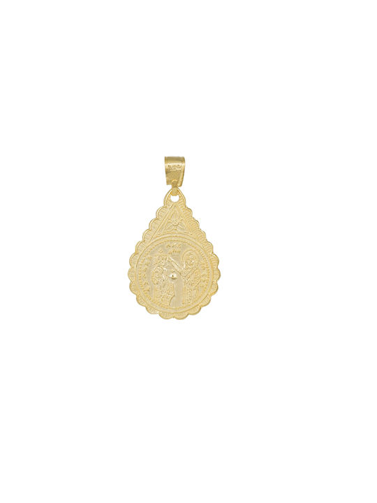 Anhänger Kinder Amulett Beidseitig Konstantinato aus Gold 14K PK62