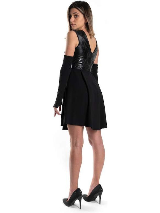 Eco-leather Mini Dress Black