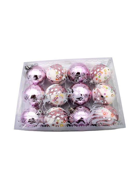 Christmas Set Ornaments Pink 5.5cm 12pcs