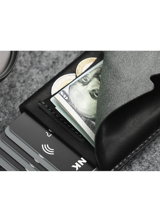 Δερμάτινο Ανδρικό Πορτοφόλι Καρτών με RFID Μαύρο