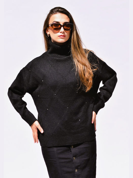 Zilan Women's Long Sleeve Sweater Turtleneck Black
