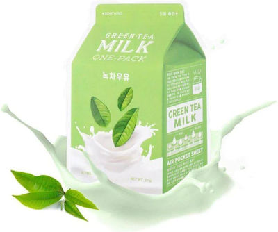 A'Pieu Green Tea Milk One Pack Μάσκα Προσώπου για Ενυδάτωση με Πράσινο Τσάι 21gr