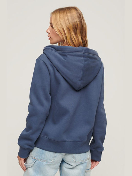 Superdry Essential Logo Women's Hooded Fleece Cardigan Blue