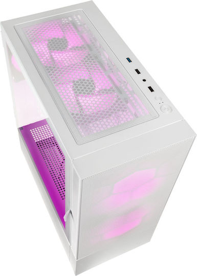 Kolink Observatory MX Mesh ARGB Gaming Midi Tower Computer Case with Side Window White