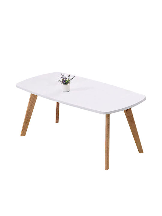 Rectangular Coffee Table Iori from Solid Wood White/Natural L100xW48xH45cm.