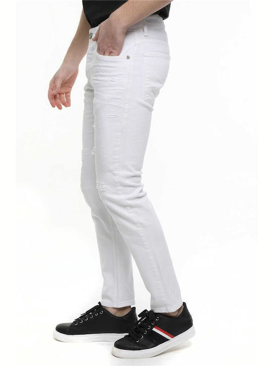 Fit Pantaloni de Bărbați din Jean în Croială Skinny White