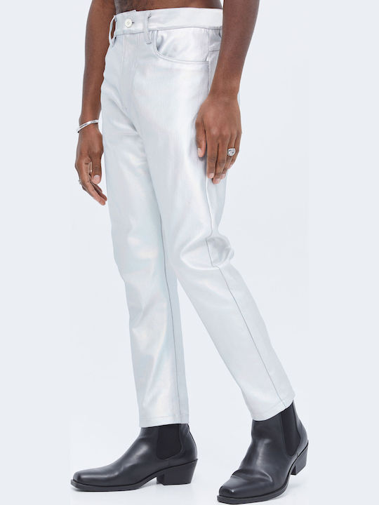 Herren Jeanshose Gekürzt Elastisch mit Slim Passform Silver