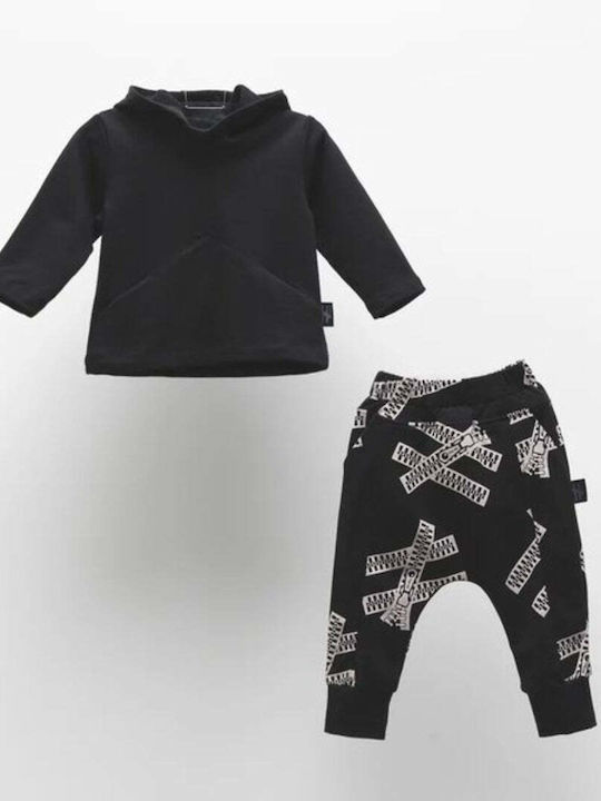 Moi Noi Kinder Sweatpants Set - Jogginganzug Schwarz 2Stück