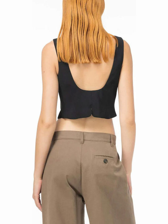 Women's Vest with Buttons Black